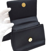 Chanel 1998 Black Satin Beaded Trimmed Flap Bag