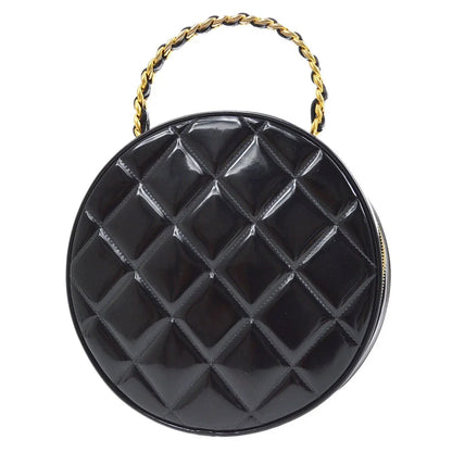CHANEL * 1994-1996 Round Cosmetic Vanity Chain Hand Bag Black