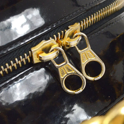 CHANEL * 1994-1996 Round Cosmetic Vanity Chain Hand Bag Black
