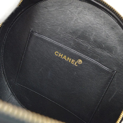 CHANEL * 1994-1996 Round Cosmetic Vanity Chain Hand Bag Black