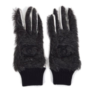 Chanel 1994 Black Fur Silver Lambskin Gloves #7