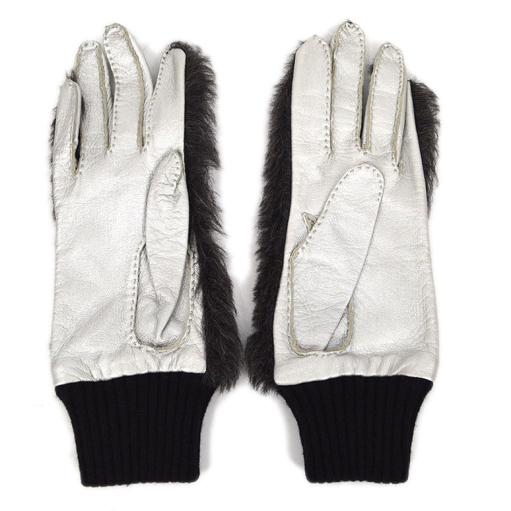 Lambskin Black & White Gloves, CHANEL