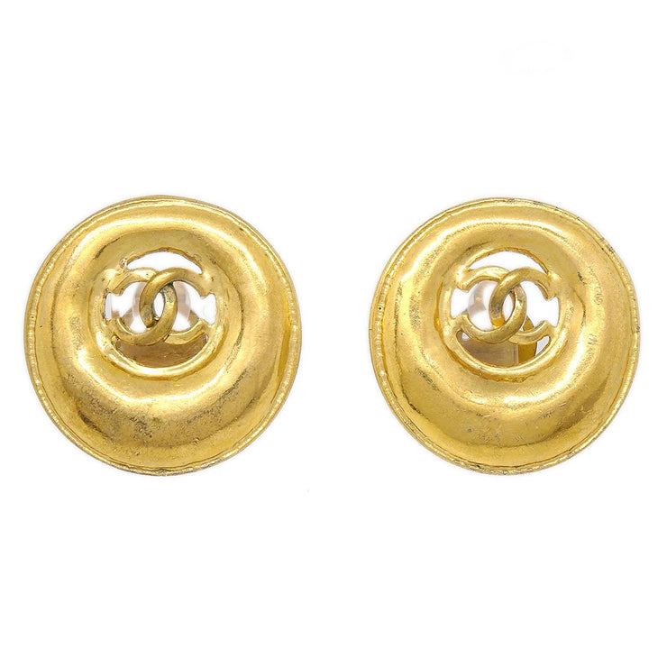Chanel 1993 CC Cutout Earrings Gold Clip-On