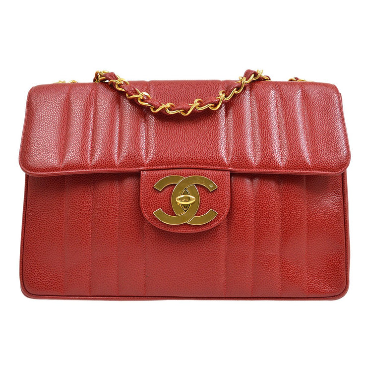 Chanel 1991-1994 Red Caviar Skin Vertical Classic Flap Jumbo – AMORE  Vintage Tokyo