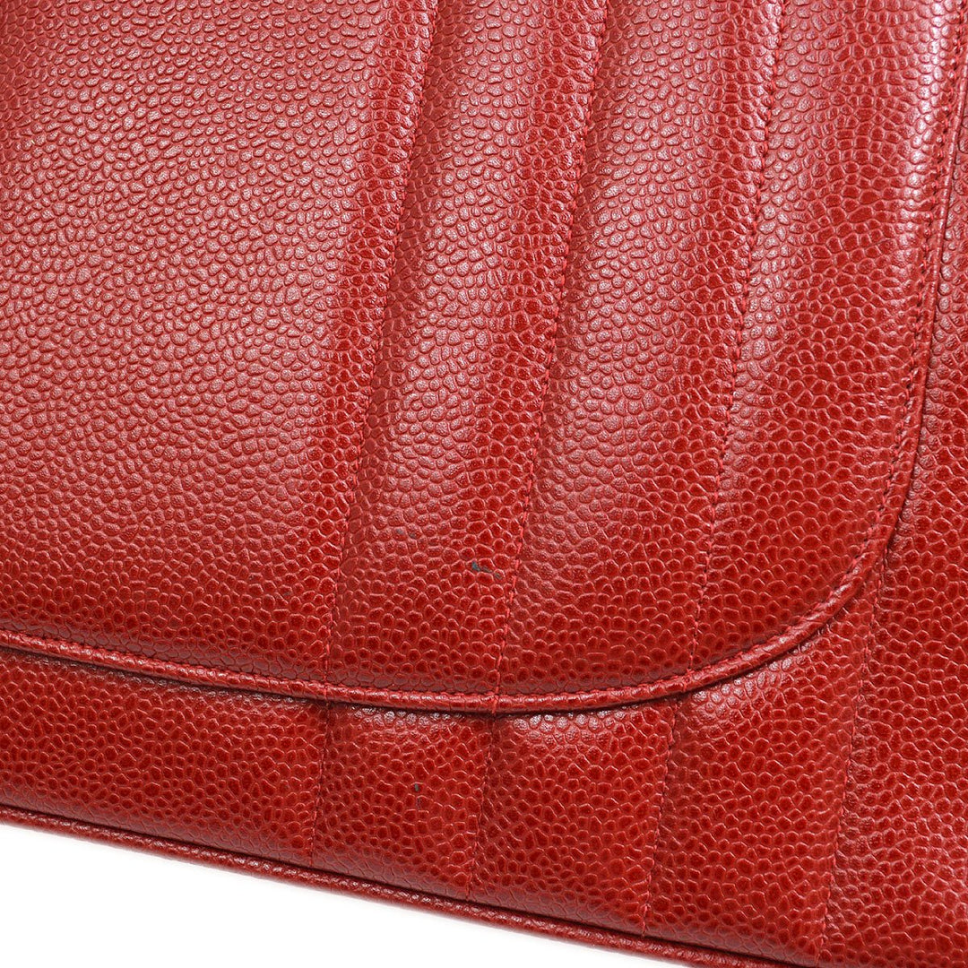Chanel * 1991-1994 Red Caviar Skin Vertical Classic Flap