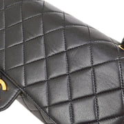 Chanel 1994 Classic Flap Top Handle Bag Medium Black Lambskin