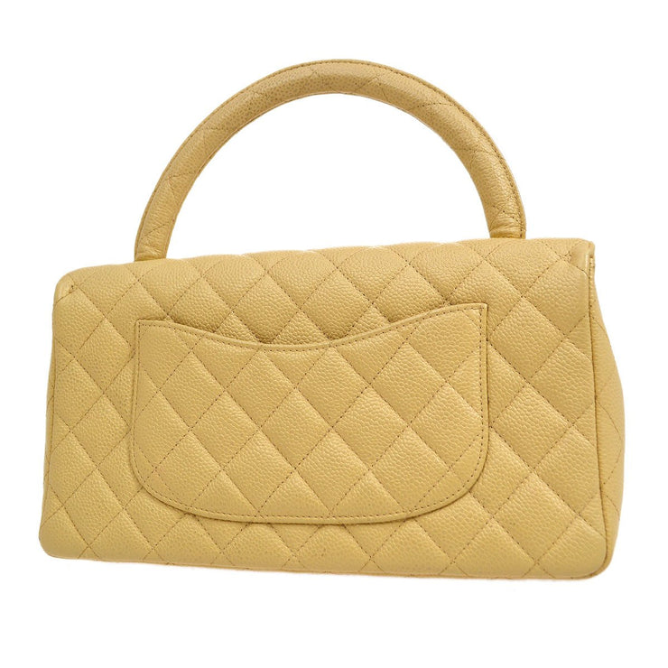 CHANEL Caviar Quilted Mini Coco Handle Flap Yellow 542660