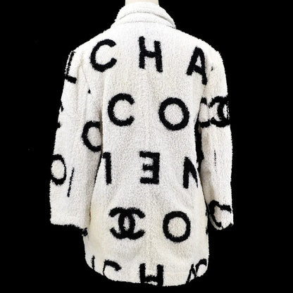 Chanel * Cruise 1993 Terry Cloth Double Breasted Jacket White