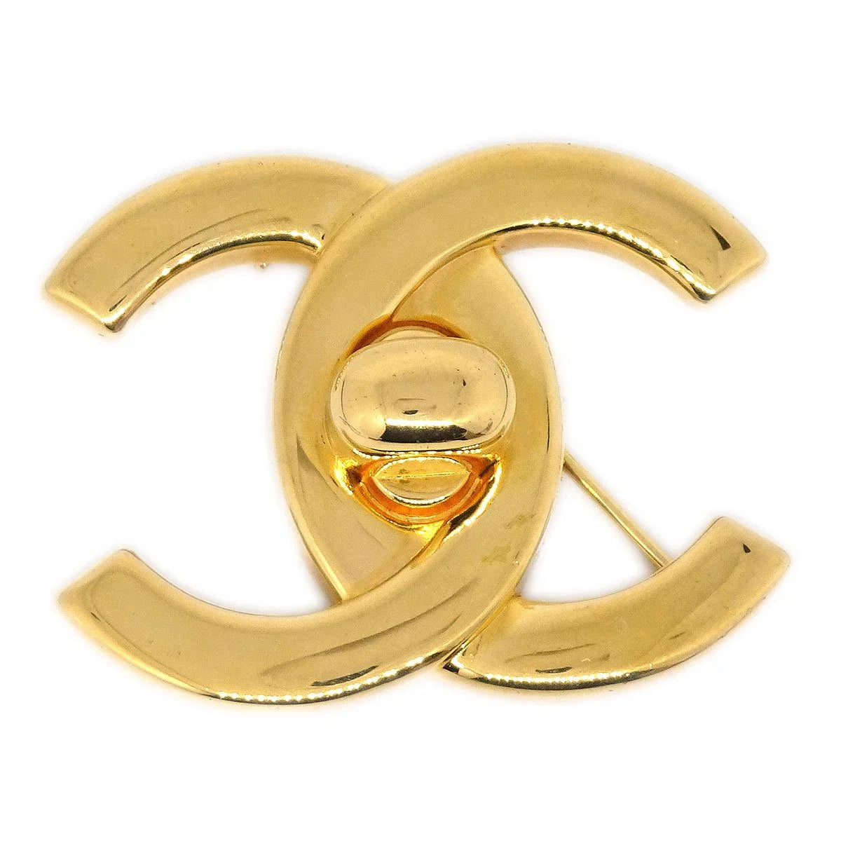 CHANEL Turnlock Brooch Gold Large