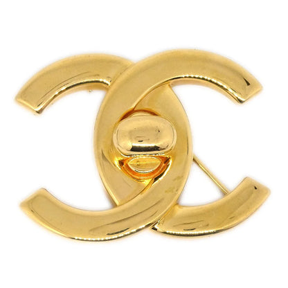 CHANEL Turnlock Brooch Gold Large