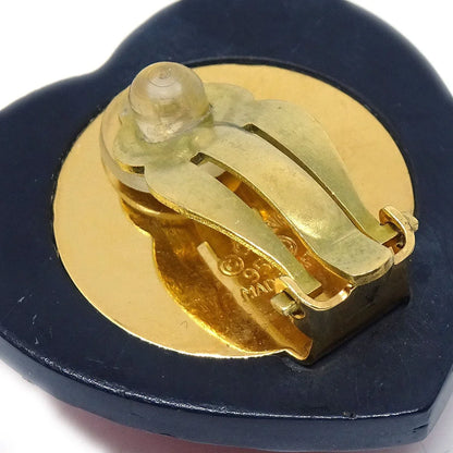 Chanel Heart Rhinestone耳环夹住红色黑色95p