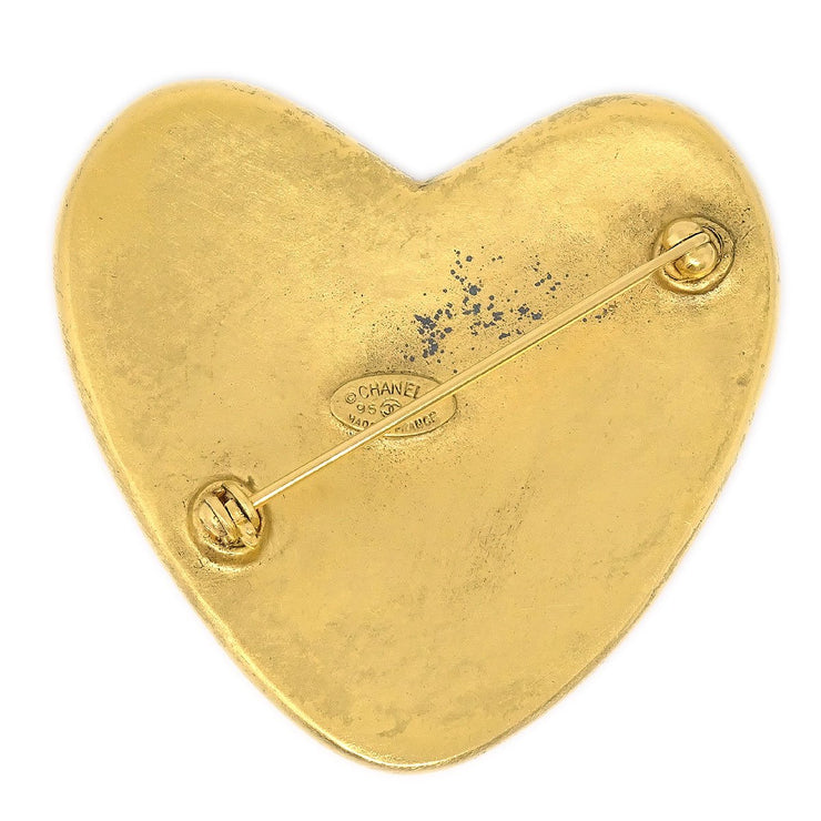 CHANEL 1995 Heart Brooch Gold