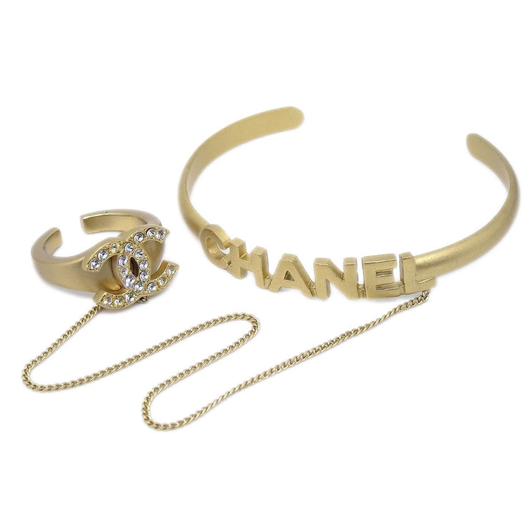 CHANEL 2001 Logo Bangle Cristal CC Ring Set #6