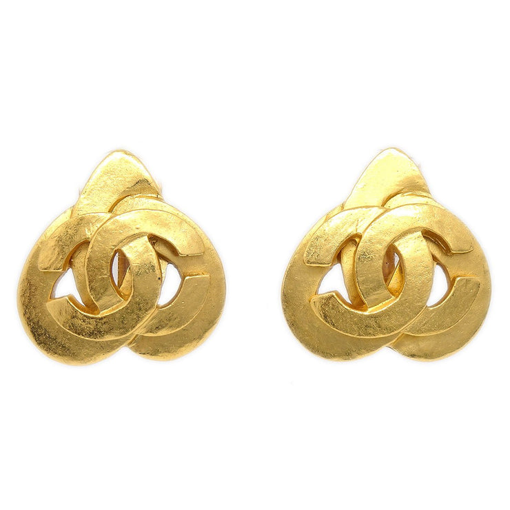 CHANEL 1997 Heart Earrings Gold Small