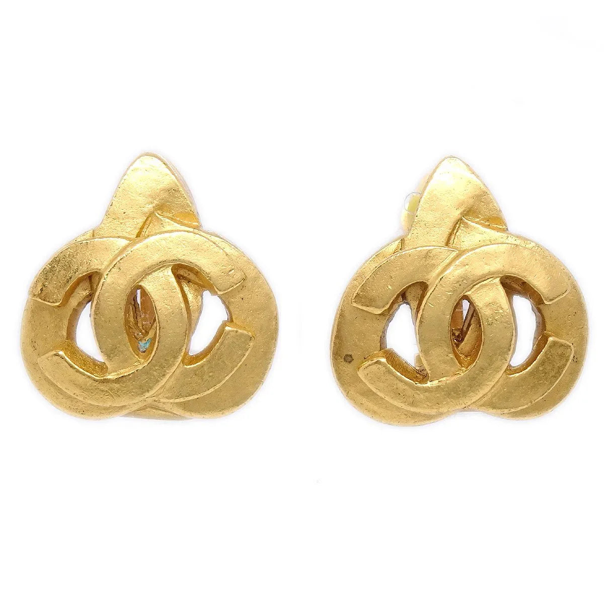 CHANEL 1997 Heart Earrings Gold small