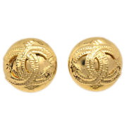 Chanel 1994 Gold Quilted 'CC' Round Earrings Small