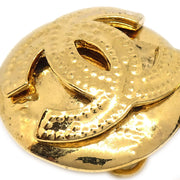 Chanel 1994 Gold Quilted 'CC' Round Earrings Small