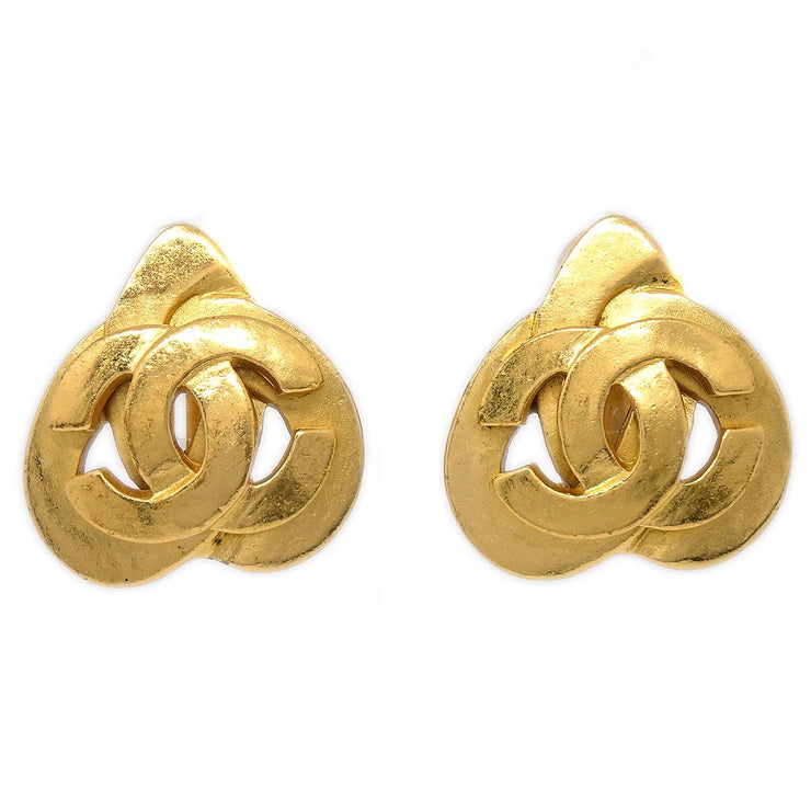 CHANEL 1997 Heart Earrings Gold Large