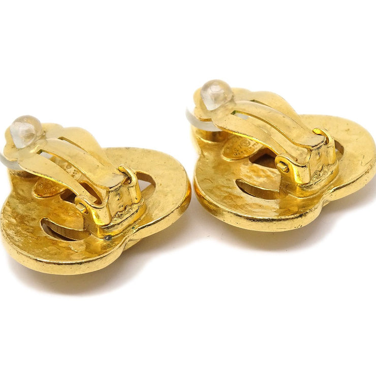 CHANEL 1997 Heart Earrings Gold Large