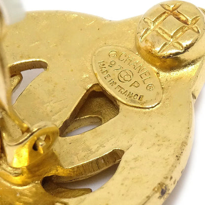 CHANEL 1997 Heart Earrings Gold Large