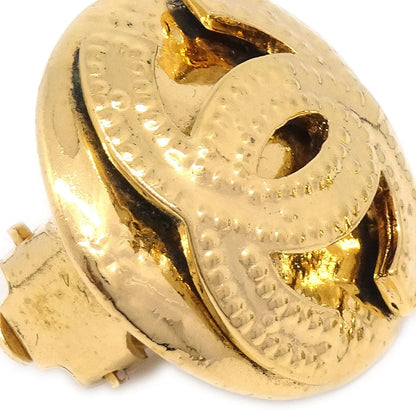 Chanel 1994 Gold Quilted 'CC' Round Earrings Small
