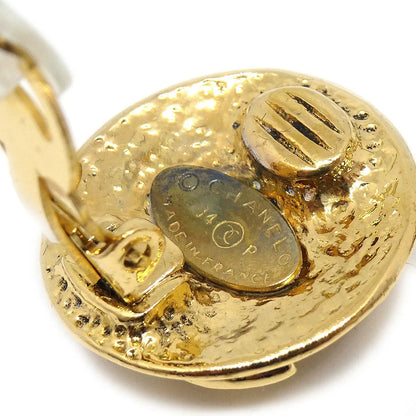 Chanel 1994 Gold Quilted 'CC' Round Earrings Small