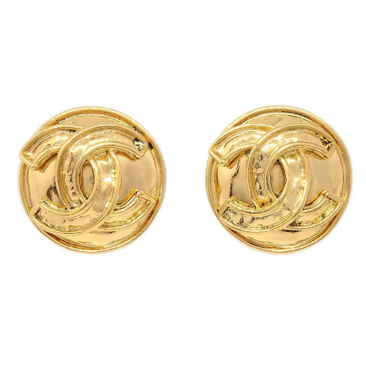 CHANEL 1994 Round CC Earrings Small