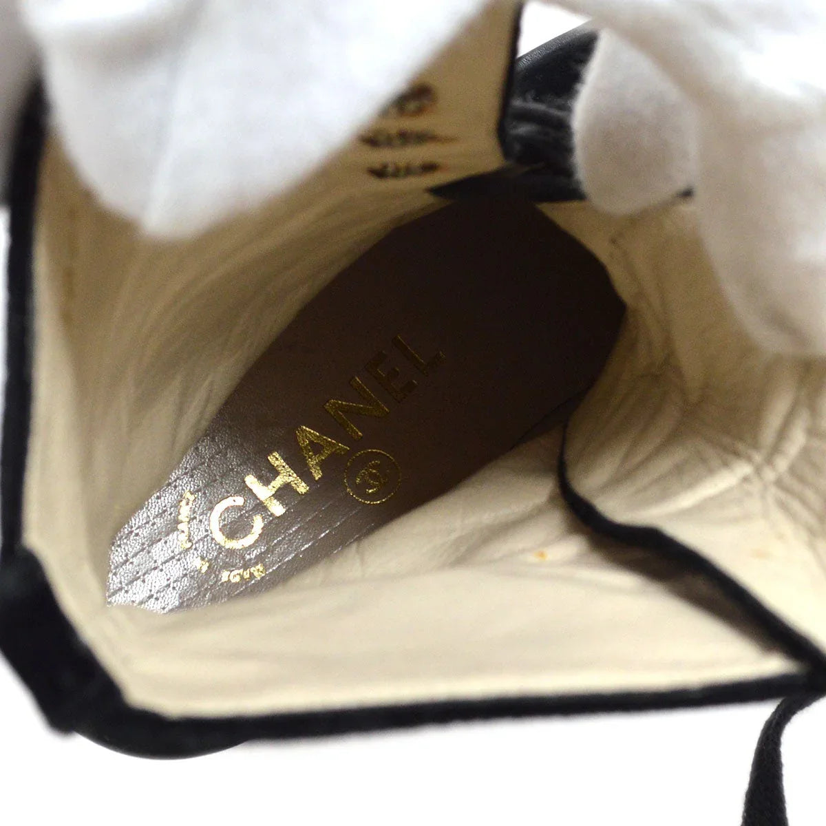 香奈儿黑色天鹅绒拉丝靴鞋＃36 1/2