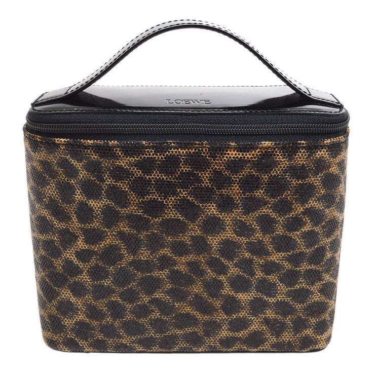 LOEWE Leopard Cosmetic Hand Bag Black