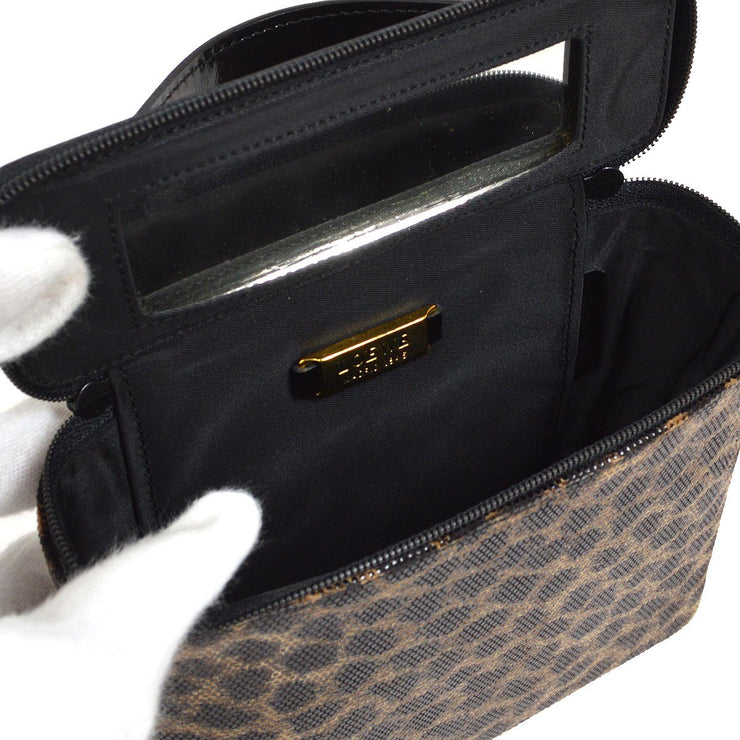 LOEWE Leopard Cosmetic Hand Bag Black