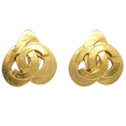 CHANEL 1997 Heart CC Earrings Gold Medium