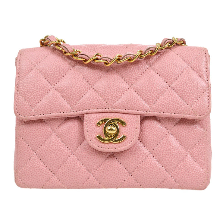 CHANEL * 2004-2005 Classic Square Flap 17 Pink Caviar