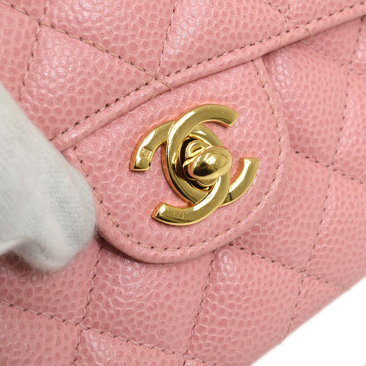 CHANEL * 2004-2005 Classic Square Flap 17 Pink Caviar
