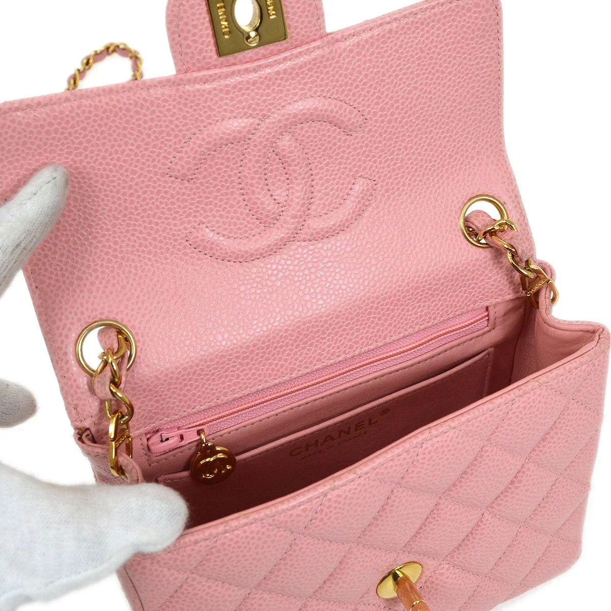 CHANEL * 2004-2005 Classic Square Mini Pink Caviar