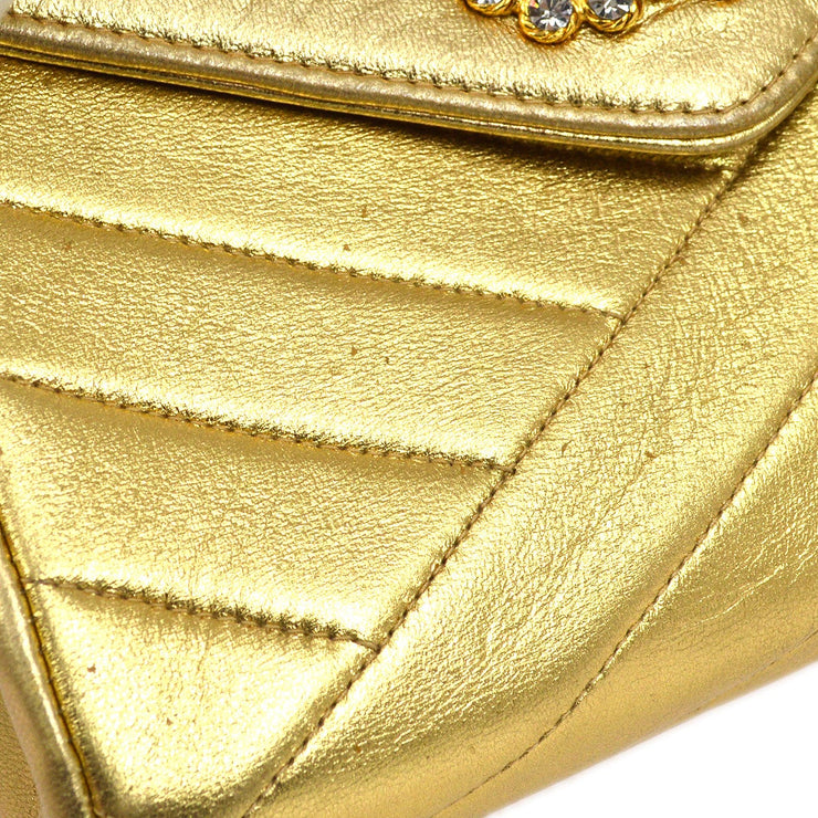 Chanel 1991-1994 Christal＆Gold CC斜めのイブニングバッグ