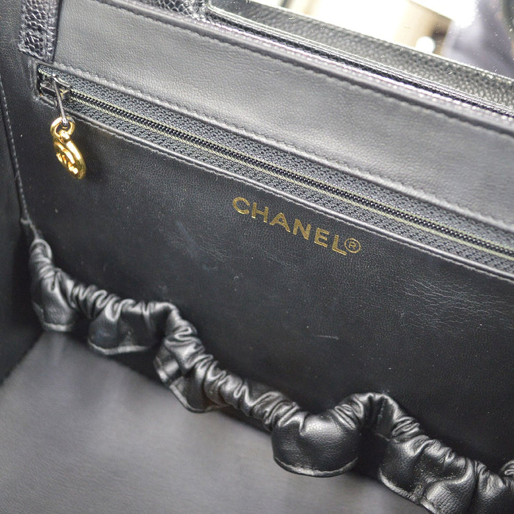 CHANEL 1994-1996 Circled CC Vanity Handbag Black Caviar