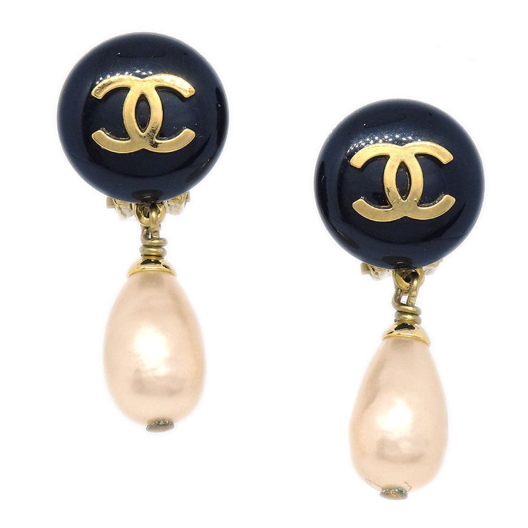 Chanel 1994 Teardrop Pearl CC悬挂耳环