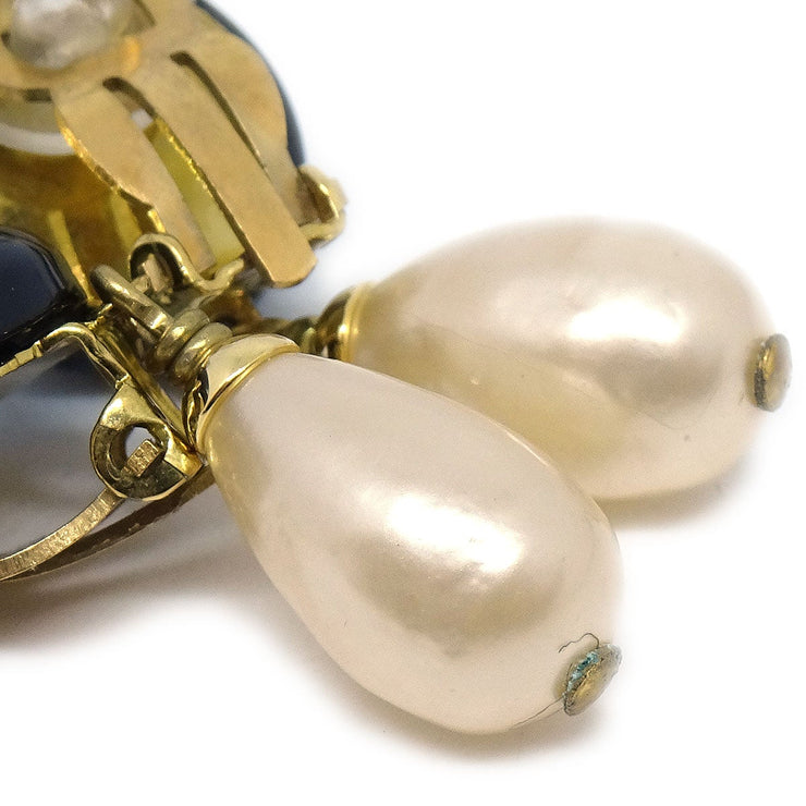 CHANEL 1994 Teardrop Pearl CC Dangle Earrings