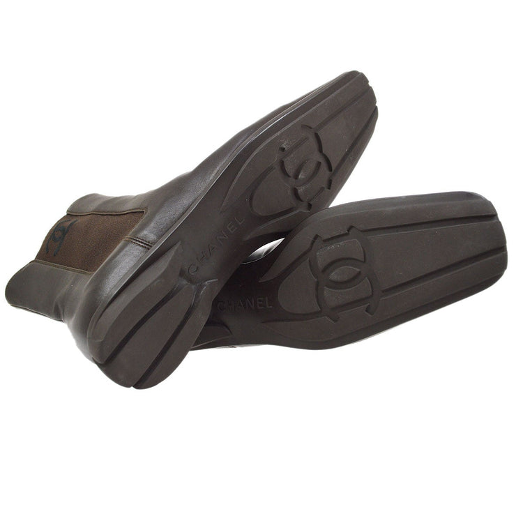 CHANEL Brown Chelsea Boots Shoes