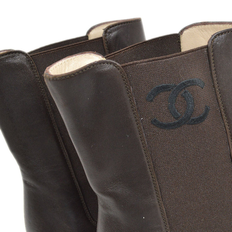 CHANEL Brown Chelsea Boots Shoes