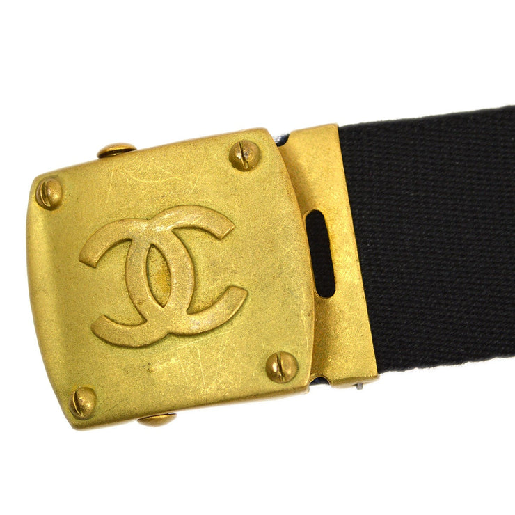 CHANEL 1994 GI Belt Black Gold  #75