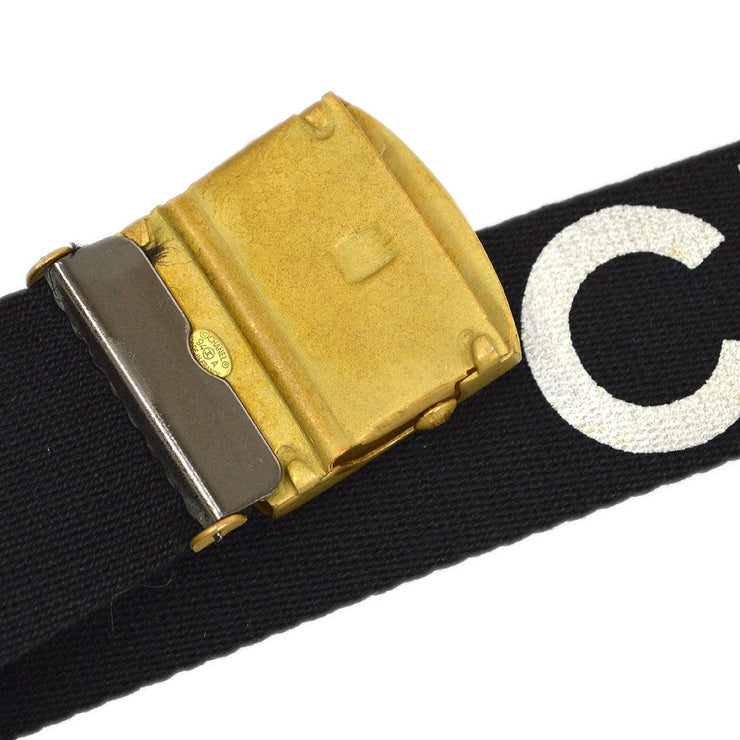 CHANEL, Accessories, Authentic Chanel Cc Logos Buckle Belt Black Gold  Canvas 94p Vintage