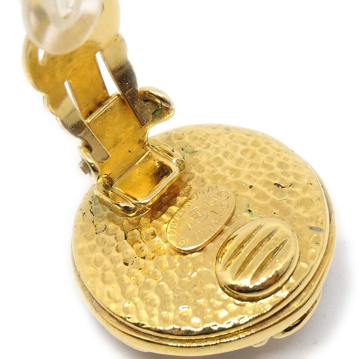 CHANEL 1995 Crystal CC Earrings Gold