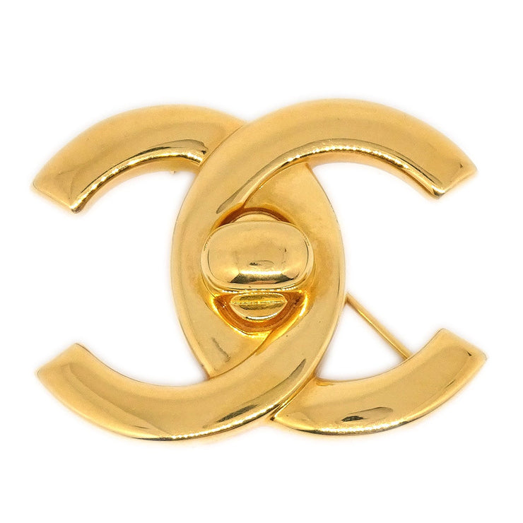 CHANEL Turnlock Brooch Pin Gold Large