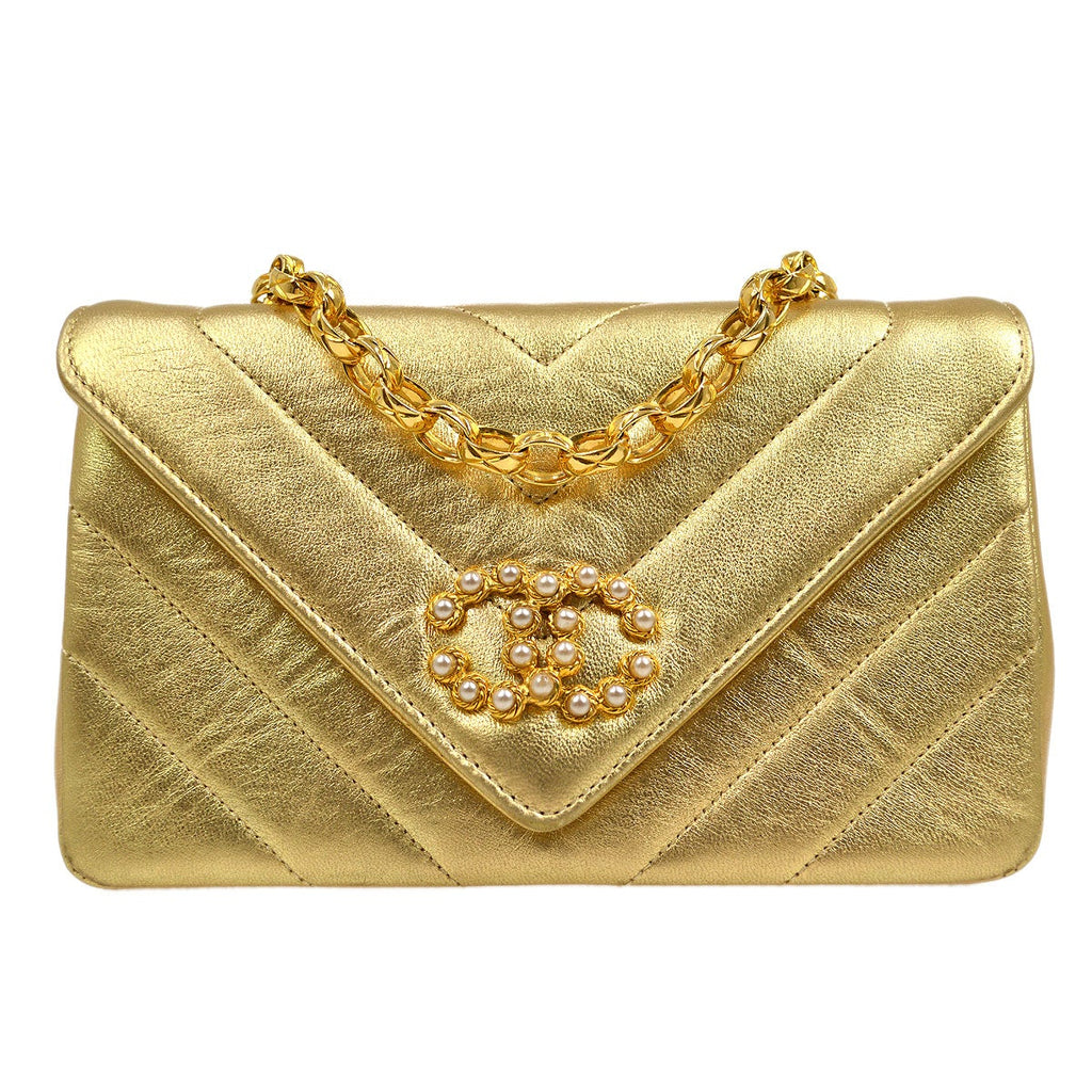 chanel metallic gold bag