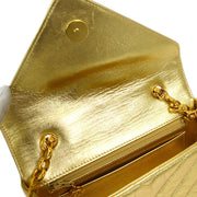 シャネル1991-1994ゴールドラムシンシェブロンフェイクパールCCフラップバッグ