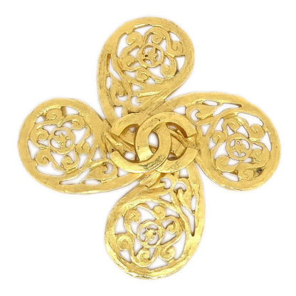Chanel 1995 Fretwork Paisley Brooch Gold