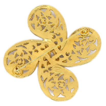 Chanel 1995 Fretwork Paisley Brooch Gold