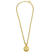 CHANEL 1994 Cutout Medallion Gold Chain Pendant Necklace