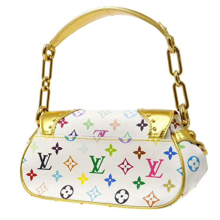 Louis Vuitton Multi Color Ursula Chain Hand Bag Tote Monogram White M40123